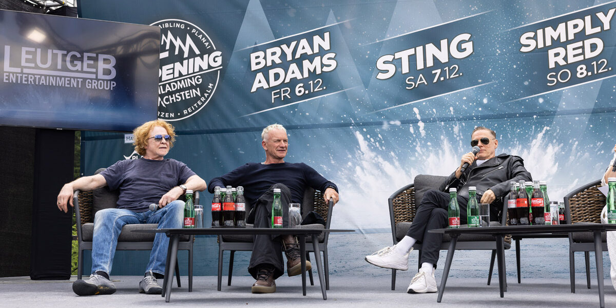 Mick Hucknall (Simply Red), Sting und Bryan Adams (v.l.) eröffnen am 6., 7. und 8. Dezember 2024 die Skisaison in der Region Schladming-Dachstein © Harald Steiner