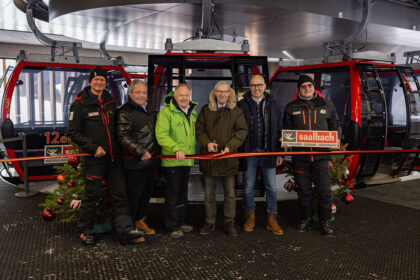 12er NORD Eröffnung v.l.n.r.: GF Hans Georg Bachmann, Franz Hörl, Dr. Erich Egger, LH Dr. Wilfried Haslauer, Thomas Pichler (CEO Doppelmayr), GF Peter Mitterer