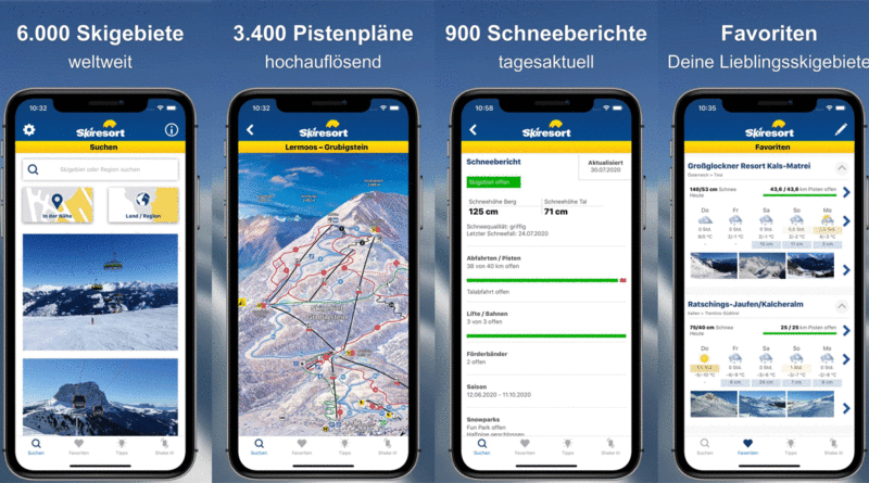 Skiresort – Ski App - Kostenlose Ski-App mit allen Skigebieten der Welt